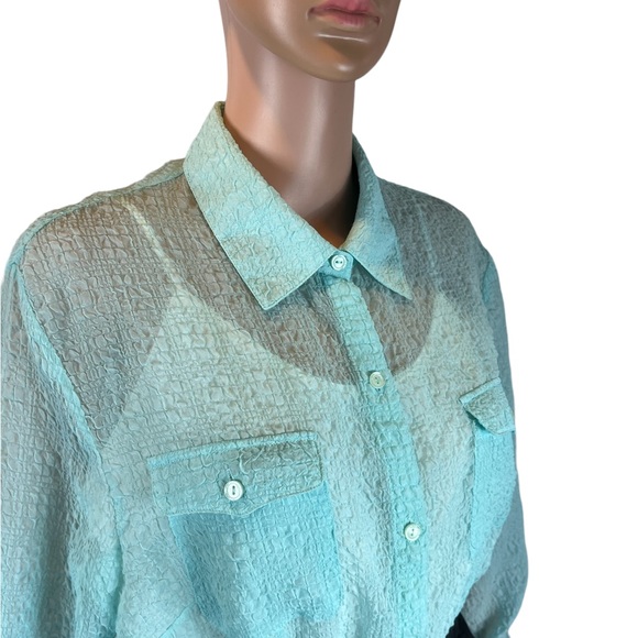 Evan-Picone Adjustable Sleeve Button Up, Mint |16 - Picture 9 of 16